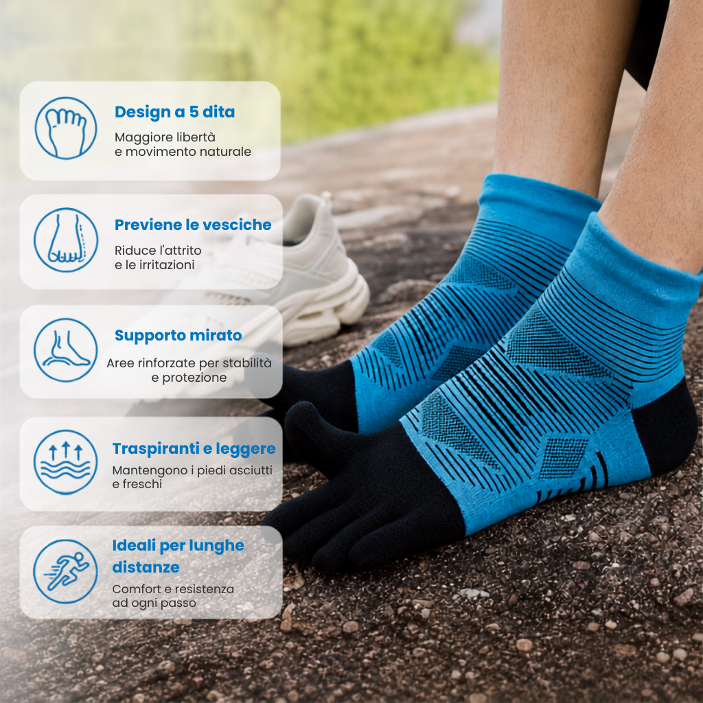 CALZE RUNNING 5 DITA - PER PREVENIRE VESCICHE & SFREGAMENTI